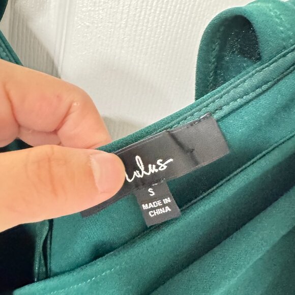 ☀️ LULUS Sweetest Love Hunter Green Off-the-Shoulder Bodycon Dress Mini Pleated - Picture 4 of 7